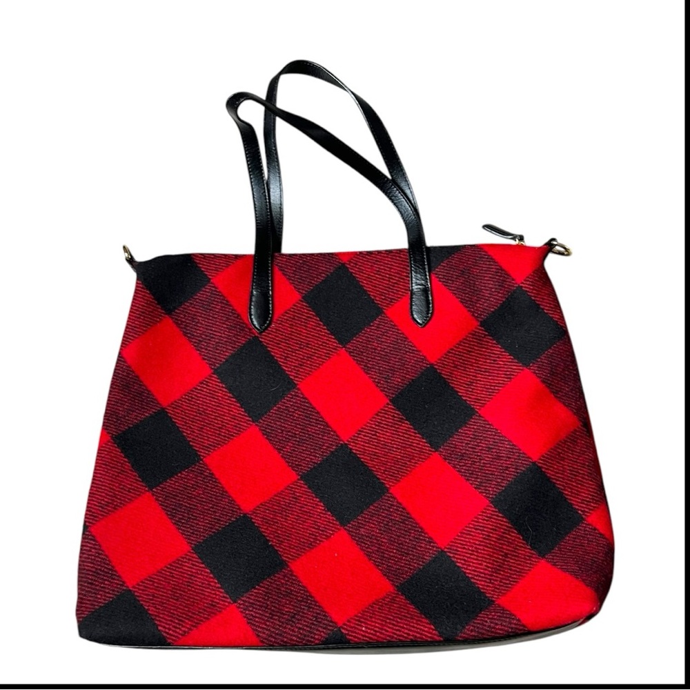 Talbots Large Red and Black Plaid Tote Purse - Free Shipping